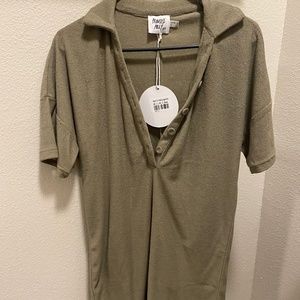 Princess Polly Terry Towelling Khaki Romper